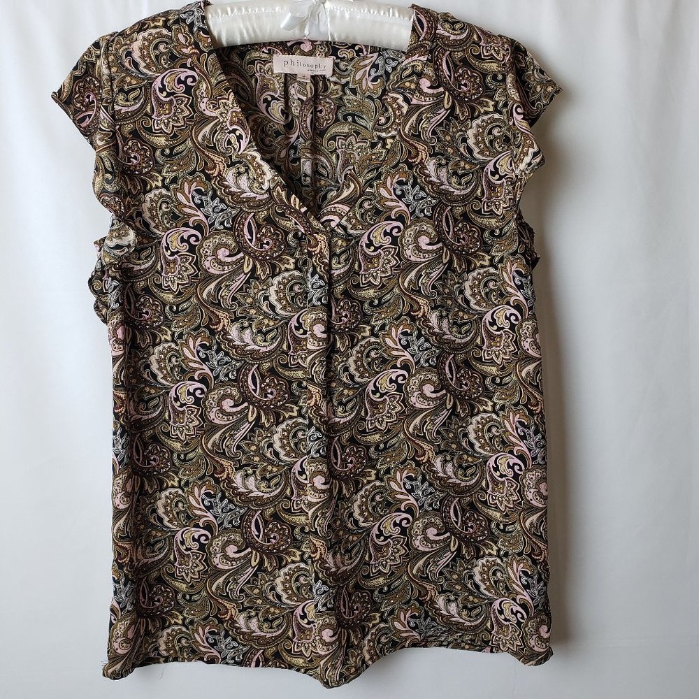 🍒Philosophy Paisley Print Top